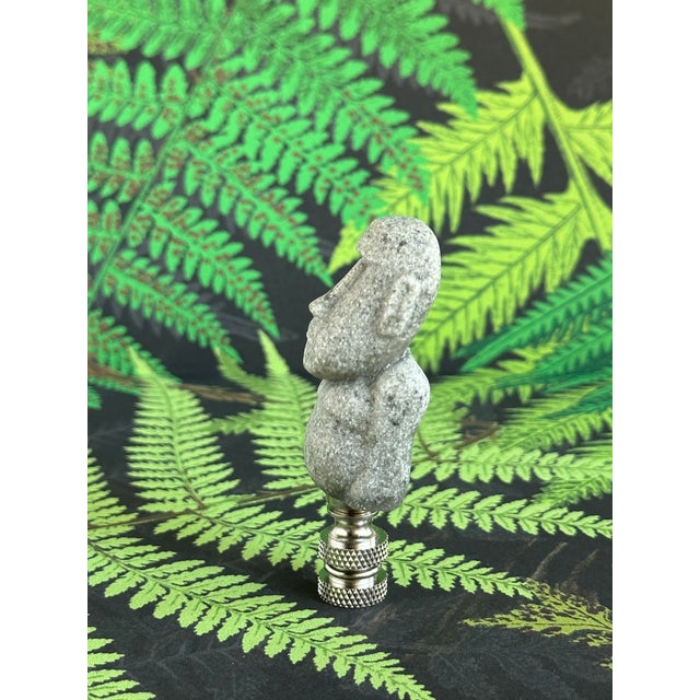 2020s Easter Island Head Lamp Finial on Chrome Hardware For Sale - Image 5 of 5