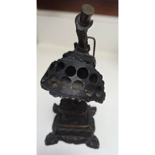 Art Deco Antique Bronze Turkey Hearing Challenged Cigar Holder For Sale - Image 3 of 6