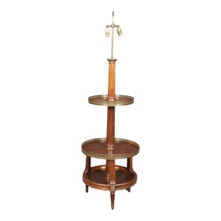 French Directoire Mahogany and Brass Mounted Floor Lamp with Shelves For Sale