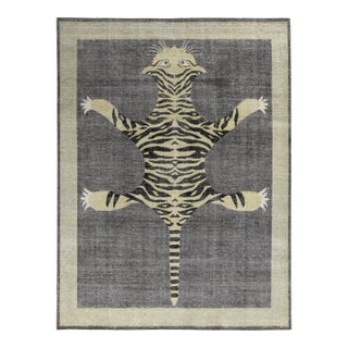 Rug & Kilim’s Tiger Rug in Charcoal, 3x6 For Sale