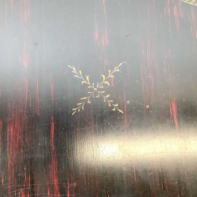 Vintage Black Lacquer Chinoiserie Cocktail Table With Gilt Decoration For Sale - Image 11 of 12