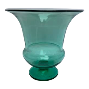 Footed Green Glass Vase
