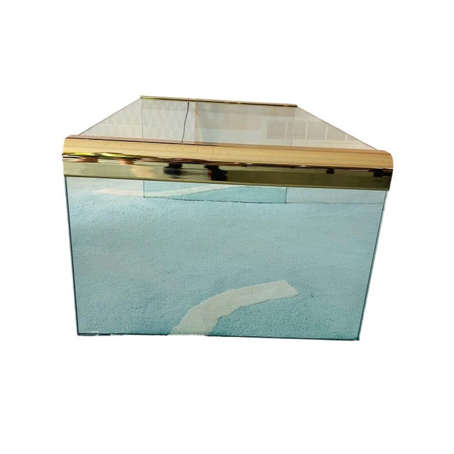 1970s 1970s Leon Rosen for Pace Collection Brass & Glass Waterfall Coffee Table For Sale - Image 5 of 13