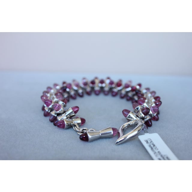 Early 21st Century Tamara Commoli Pink Tourmaline Rubellite Mikado 18k White Gold Unique Bracelet For Sale - Image 5 of 18