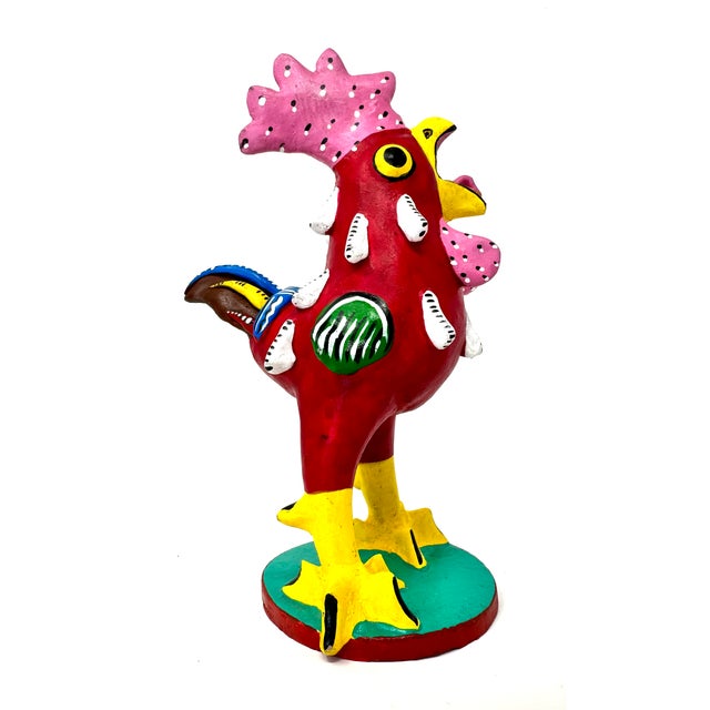 Juan José Ramos Medrano Handpainted Rooster From Tonalá - 8" H X 4" W X 5" D For Sale In Los Angeles - Image 6 of 8