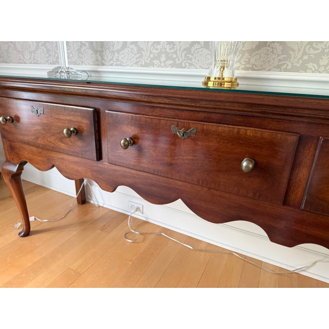 Wood Kittinger Sideboard With Glass Top, Purchased in 2015 From Kittinger Store in Buffalo For Sale - Image 7 of 8