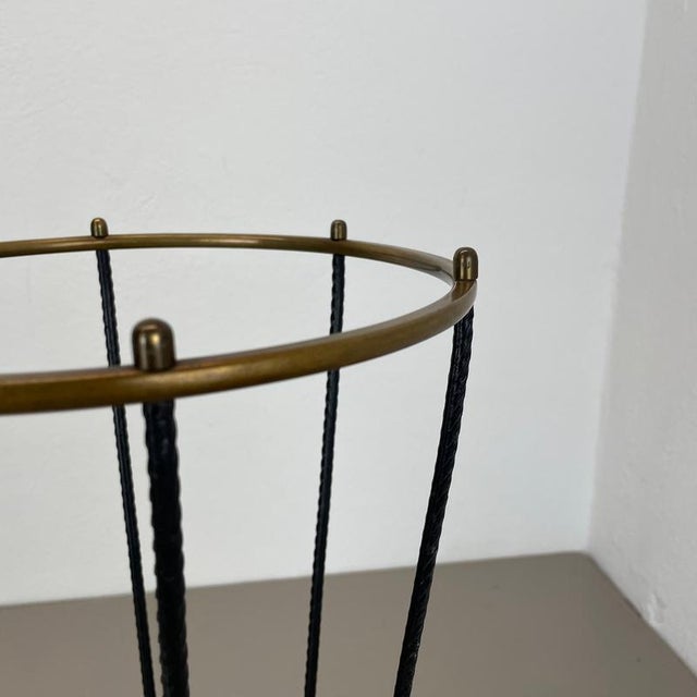 Mid-Century Bauhaus Style Brass and Metal Umbrella Stand, France, 1950s For Sale - Image 11 of 17