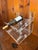 1980s Vintage Lucite and Wood Wine Rack, 1980s Modern Minimalist 8 Bottle Bar Display For Sale - Image 5 of 12