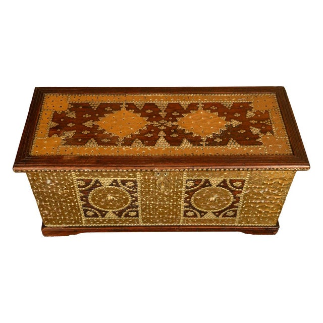 Antique Zanzibar Omani Teak & Brass Stud & Copper Clad Dowry Chest For Sale - Image 14 of 15