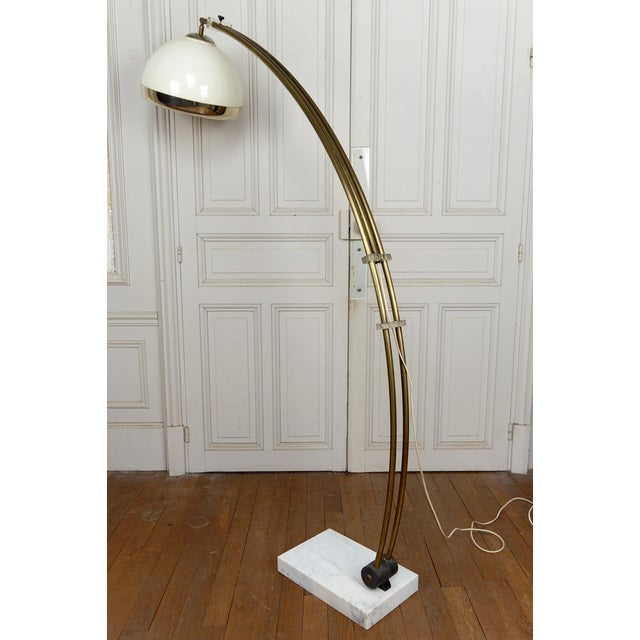 Adjustable Arc Floor Lamp in Marble, Brass and Acrylic Glass, Italy, 1970s For Sale - Image 6 of 18