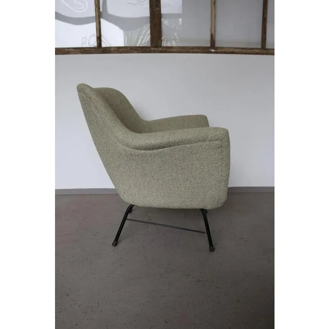 Mid-Century Modern Vintage German Cocktail Chair in Green Boucle, 1950 For Sale - Image 3 of 9