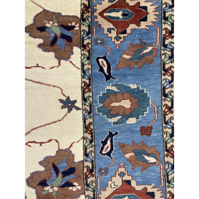 2010s 8 X 10 Modern Sultanabad Designed Wool Rug Handmade in Tan and Blue For Sale - Image 5 of 5