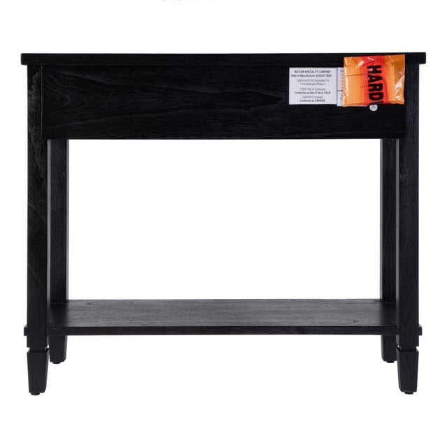 Flagstaff 36 in. W Rectangular Wood 2 Drawer Console Table with Lower Open Shelf, Washed Black For Sale - Image 9 of 11