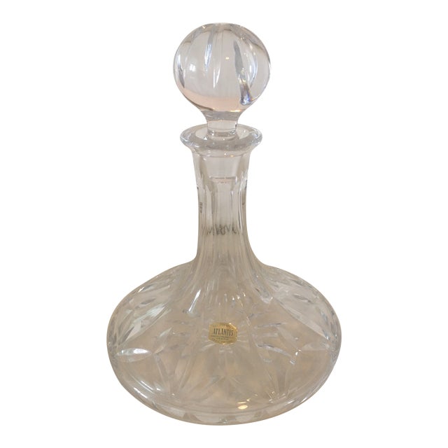 Vintage Atlantis Lead Crystal Ships Decanter For Sale