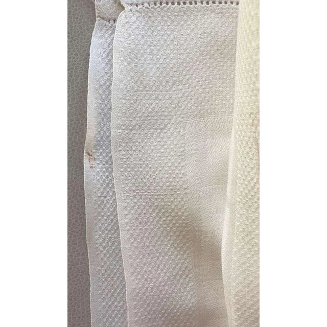 1920s Antique French Heirloom Linen Hand Towel Monogram D Greek Key Wreath Jacquard Trousseau Linen Hemstitched Guest Towel Oversized For Sale - Image 5 of 9
