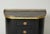 Pair of Ebonized French Marble-Top Petite Commodes With Brass Gallery For Sale - Image 4 of 13