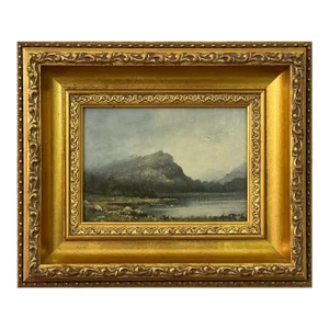 James Wright, Painting of Lake & Mountains in England by 20th Century British Landscape Artist, 1980