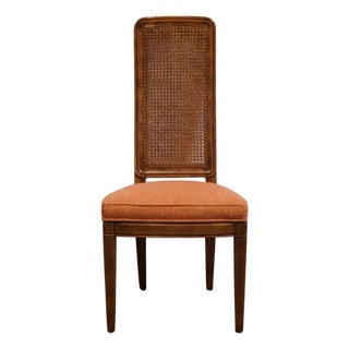 Henredon Furniture Italian Modern Solid Pecan Cane Back Dining Side Chair 7500-28 For Sale