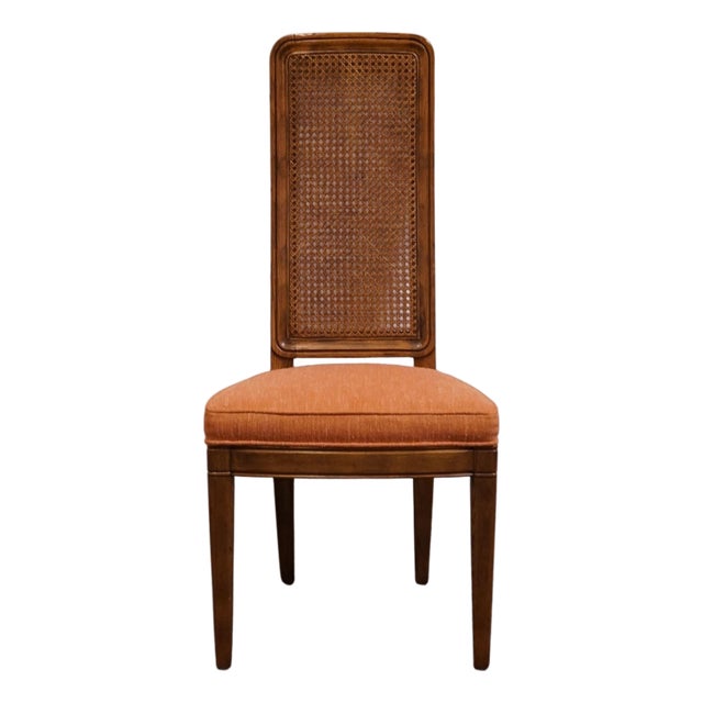 Henredon Furniture Italian Modern Solid Pecan Cane Back Dining Side Chair 7500-28 For Sale