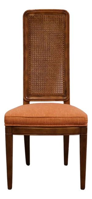Henredon Furniture Italian Modern Solid Pecan Cane Back Dining Side Chair 7500-28