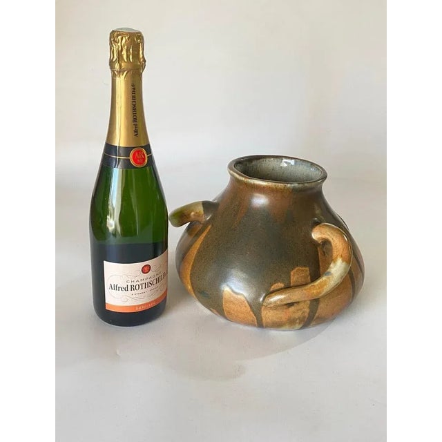 Brown Stoneware Enameled Vase in Brown by Leon Pointu, France, 1960s For Sale - Image 8 of 9