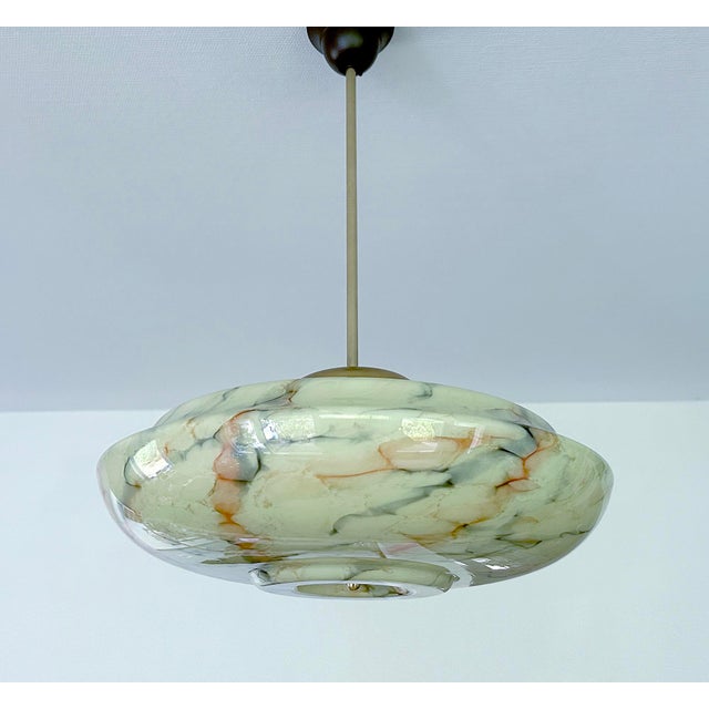 1930s Art Deco Pendant Light in Marble Glass, 1930s For Sale - Image 5 of 18