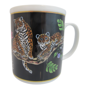 Lynn Chase Leopard Cat Design Jaguar Jungle Porcelain 24k Gold Coffee Mug Cup