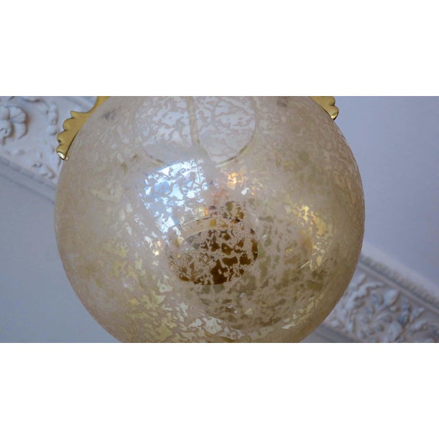 Frosted Glass and Brass Pendant Lamp from Doria Leuchten, 1970s For Sale - Image 6 of 15