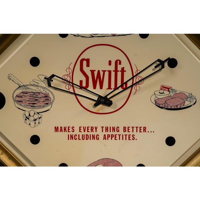Vintage Swift Meats Large-Format Advertising Wall Clock For Sale - Image 4 of 10