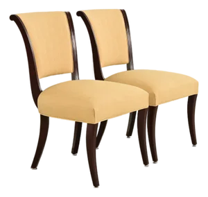 Barbara Barry for Baker Furniture Modern Regency Mahogany Side Chairs or Dining Chairs, Pair