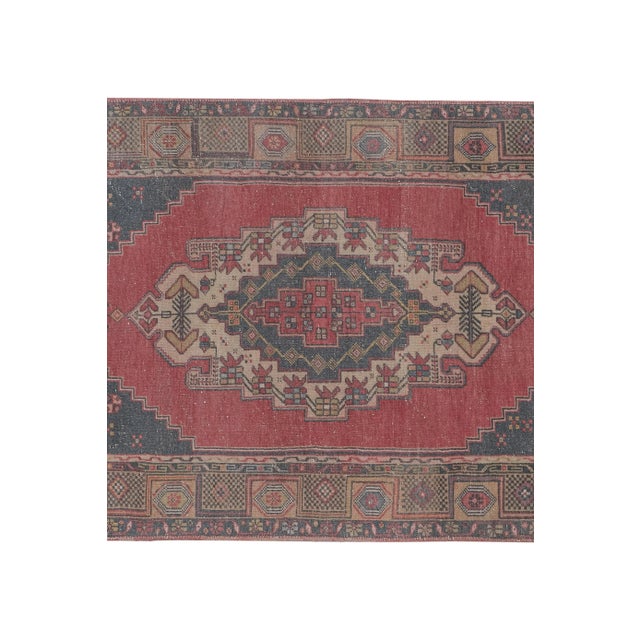 1960s Vintage Faded Red Turkish Oushak Rug For Sale - Image 5 of 13