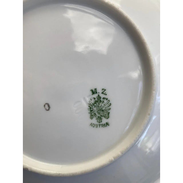 Circa 1900 Set of 4 M. Z. Austria Hand Painted Rose & Gold Key Small Plates For Sale - Image 11 of 13