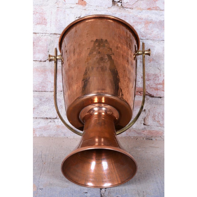 Brown Art Deco Standing Champagne Cooler in Brass and Copper, France, 1920s For Sale - Image 8 of 13