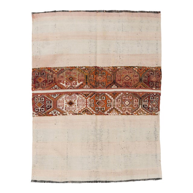 Vintage Decorative Turkish Embroidered Rug - 4`0″ X 5`1″ For Sale