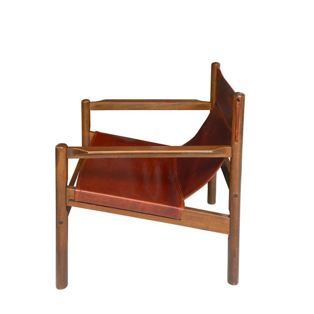 Brown Vintage Pair of Safari-Style Leather Chairs For Sale - Image 8 of 10