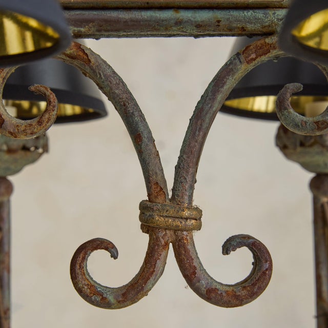 1940s French Hand-Forged Wrought Iron 8-Light Chandelier For Sale In Chicago - Image 6 of 11
