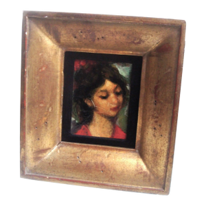 Artist Giol Lovely Female Girl Portrait Original Custom Frame 1970s/60s