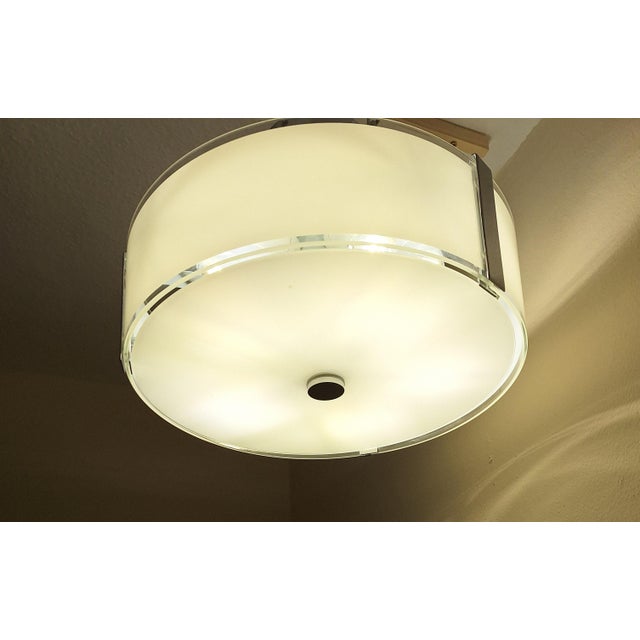 Metal Vintage Ceiling Lamp with White Glass and Chrome-Plated Metal Frame by Honsel, 2000s For Sale - Image 7 of 11