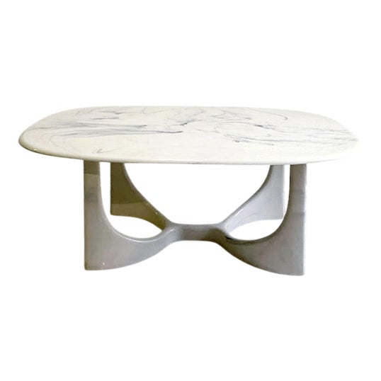 Vintage Danish Modern Marmorino Coffee Table with Sculptural Base, 1991 For Sale
