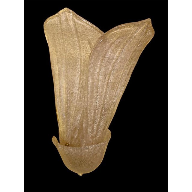 Gold Leaf Murano Sconces by Barovier and Toso, Italy, 1980s, Set of 2 For Sale - Image 4 of 9