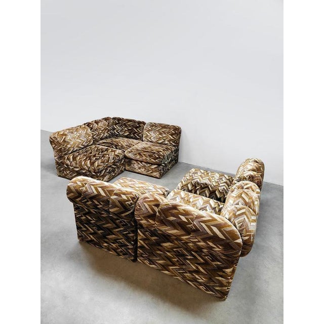 Vintage Modular Sofa with Geometric Pattern, 1970s, Set of 6 For Sale - Image 7 of 9