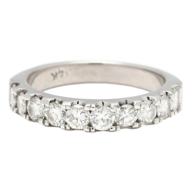 1ctw Diamond Band Ring, 14k White Gold, Ring Size 6, Stackable For Sale