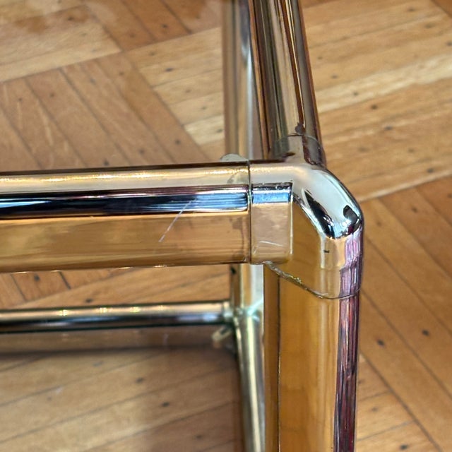 Mid-Century Modern Two-Tier Glass Top Brass Side Table For Sale In Baltimore - Image 6 of 18