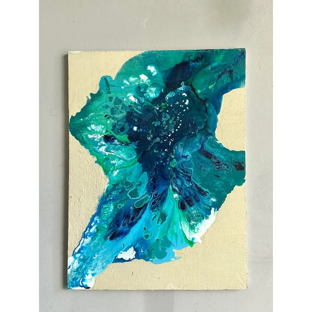 Contemporary Vintage Boho Original Abstract Oil on Canvas For Sale - Image 3 of 4