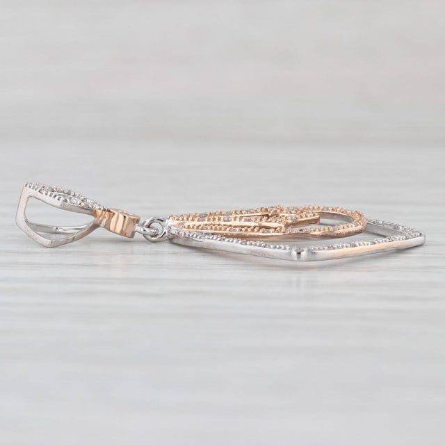 Modern 0.20ctw Diamond Pink Tourmaline Pendant 14k Rose White Gold For Sale - Image 3 of 6