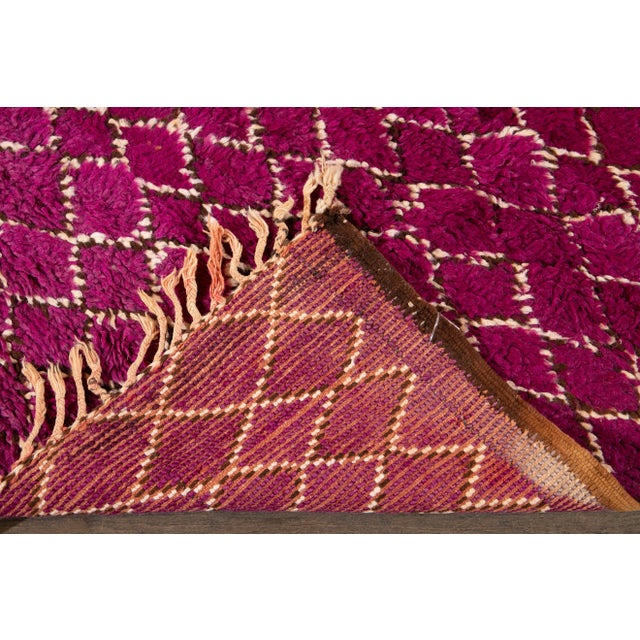 Mid-20th Century Purple Moroccan Tribal Wool Rug For Sale In New York - Image 6 of 7