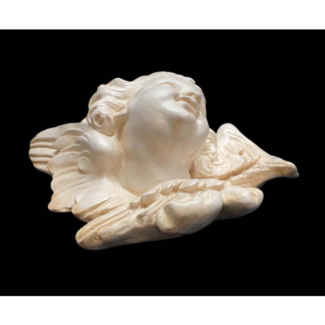 1960's Unbranded Wall Mount Sculpture, Angel Figure, Classical Cherub, Putto, Left Facing, Heavyweight For Sale In Philadelphia - Image 6 of 14
