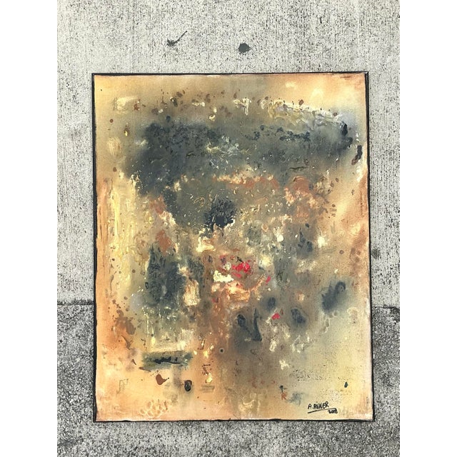 Vintage Original Abstract Oil Painting on Canvas For Sale - Image 9 of 12