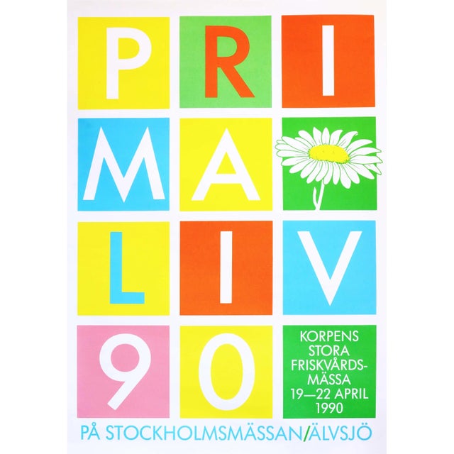 1990 Swedish Poster - Prima LIV 90, Stockholmmassan/Alvsjo (Colour Blocking) For Sale