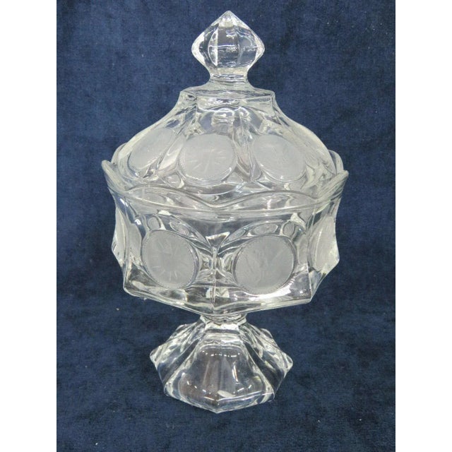 This gorgeous Candy Dish / Wedding Bowl is made of glass. This piece is made in the famous Coin pattern by fine glassware...